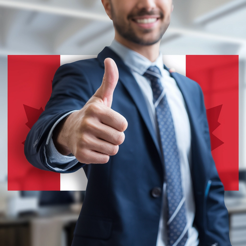 Professional immigration consultant with Canadian flag